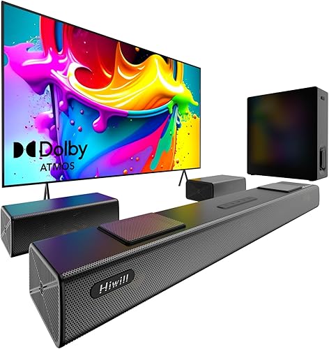 Hiwill Barra de sonido Dolby Atmos mejorada de 5.1.2 canales, sistema de sonido envolvente de cine en casa para TV, barra de sonido para Smart TV
