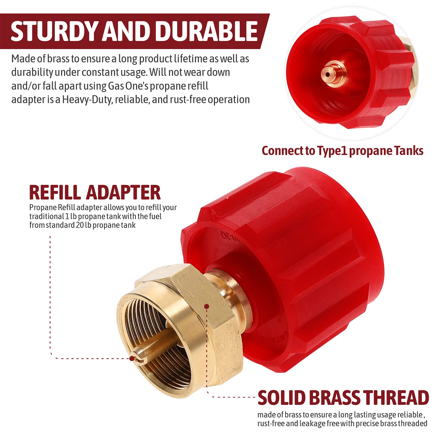 Snapklik.com : Gas One Propane Refill Adapter And 4ft Hose Adapter 1lb ...