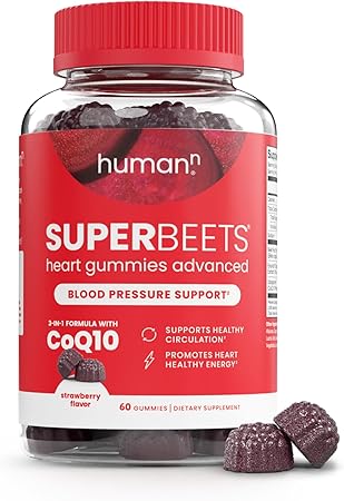 HumanN SuperBeets Heart Gummies Advanced - CoQ10 150 mg Plus Beet Root Powder & Grape Seed Extract, SuperBeets Gummy, 60 Count