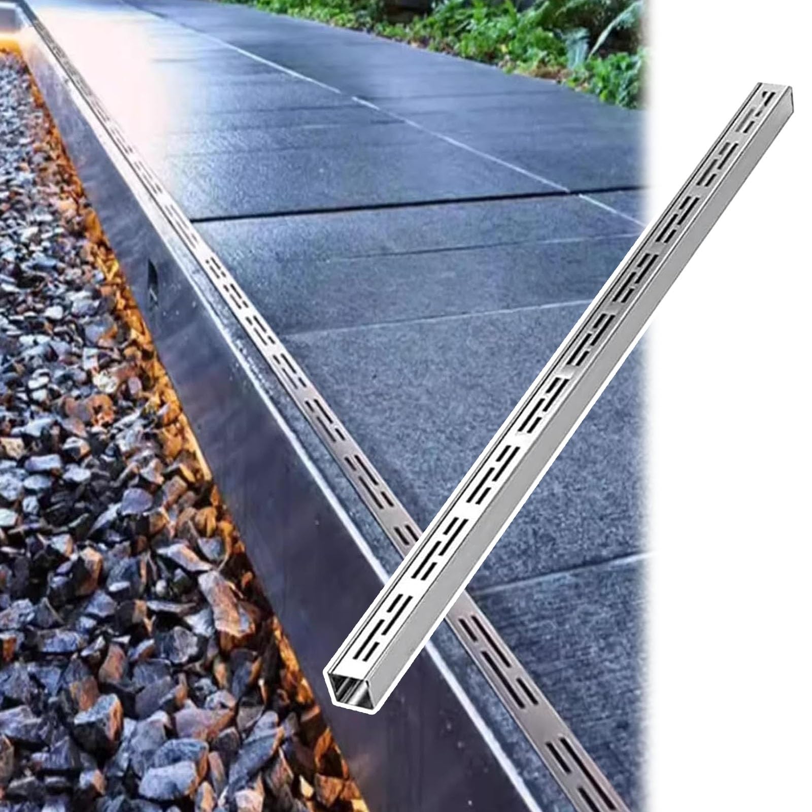 Drain de tranchée en acier inoxydable antirouille pour jardin, cour, cuisine, salle de bain – 1 m de long (10 x 3 cm) – Solution de drainage