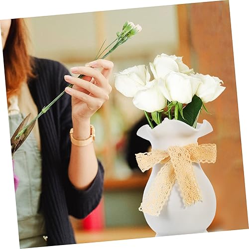 Miniatura 4 de DECHOUS Florero rústico de 3 piezas, macetas de cerámica, soporte de flores artificiales, plantas en maceta, decoración artificial, contenedor de