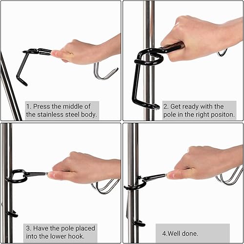 Miniatura 4 de Paquete de 4 ganchos para farol de campamento, soporte de lámpara de 10 pulgadas, soporte de lámpara de acero inoxidable antideslizante para poste