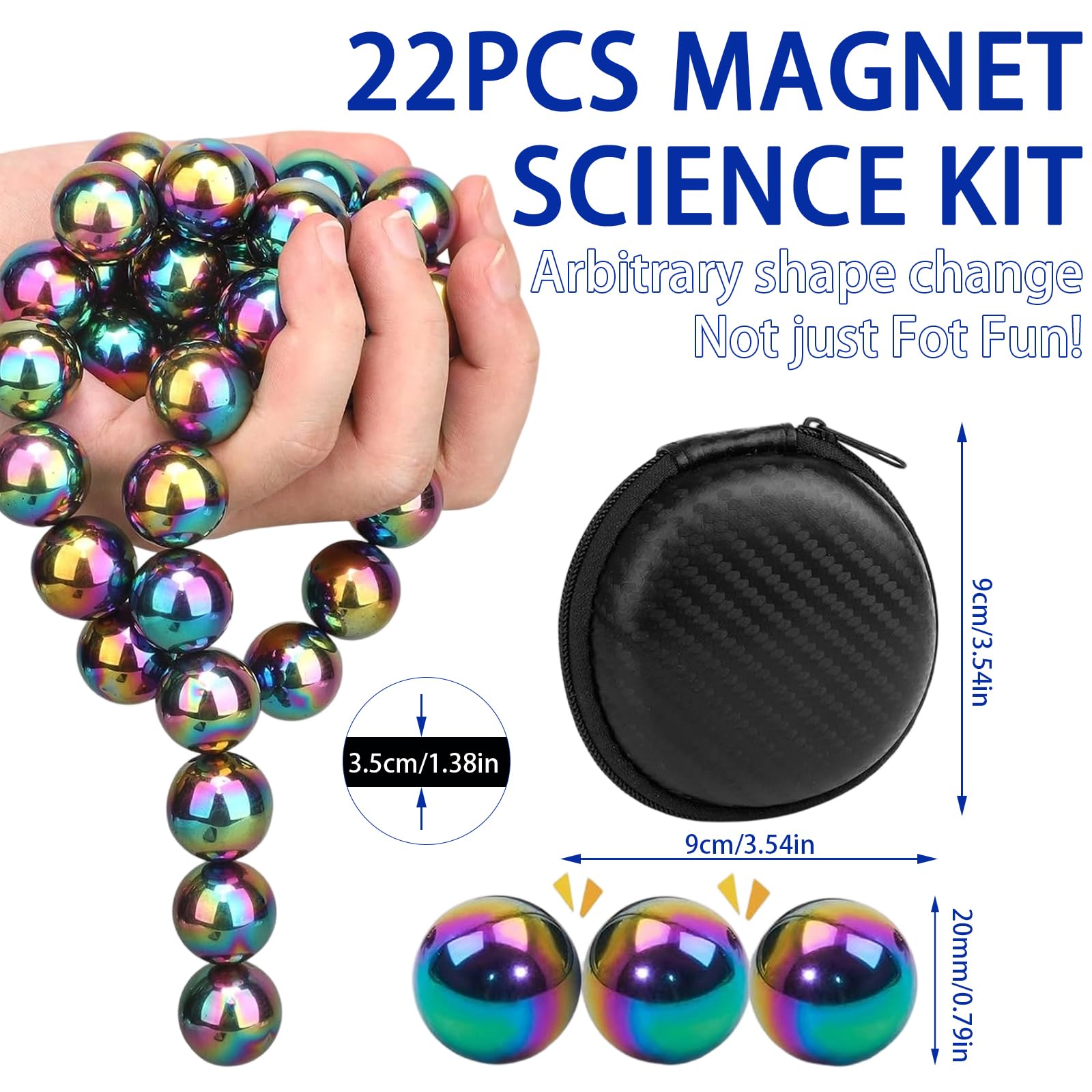 Bolitas Magnéticas Antiestrés de 20mm (22 Piezas) Bolas Magnéticas, Accesorio Tecnológico de Oficina, Regalo Ideal, Imanes Antiestrés de Piedra Curativa, Bolitas Imanes Extra Grande
