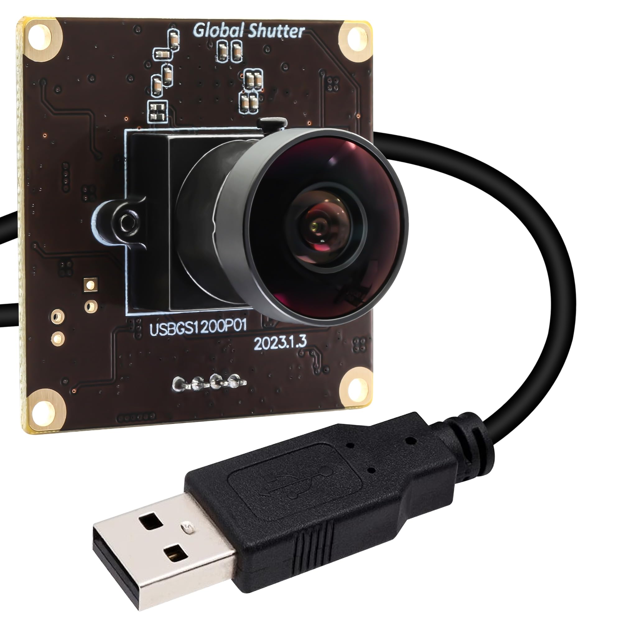 Svpro 2 MP Global Shutter USB Camera Board 90 fps Alta Velocità Webcam Modulo con Obiettivo Fisheye Grandangolo Fotocamera Rallentatore 1920 x 1200 AR0234 Fotocamera per computer, laptop, dispositivo