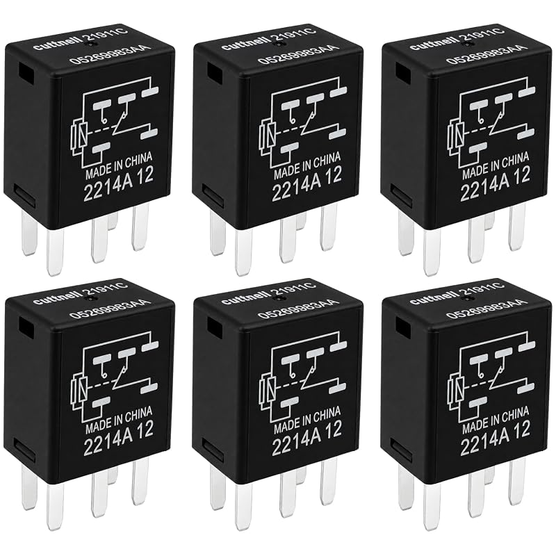 Relé automotivo cuttnell 12 V 10 A com 5 pinos 21911C 05269988AA – Pacote com 6