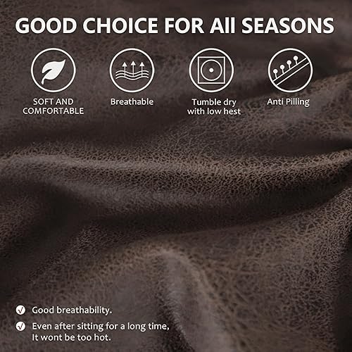 Miniatura 4 de Juego de 2 Fundas para Reposabrazos de Sofá con Aspecto de Cuero, Protectores de Brazos para Sofá y Silla, Fundas Elásticas para Sillón