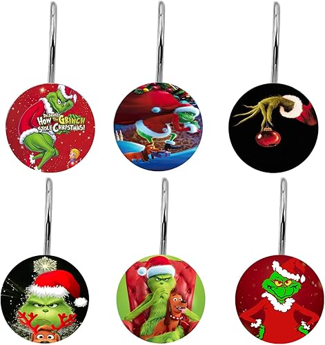 Ganchos de cortina de ducha de Navidad 12 anillos de gancho de cortina de ducha de Navidad para forro de cortina de ducha ganchos de cortina de