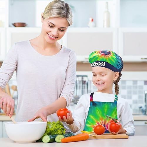Miniatura 5 de Juego de delantal personalizado y sombrero de chef para hornear, delantal de cocina personalizado para niños y niñas (3 a 12 años)