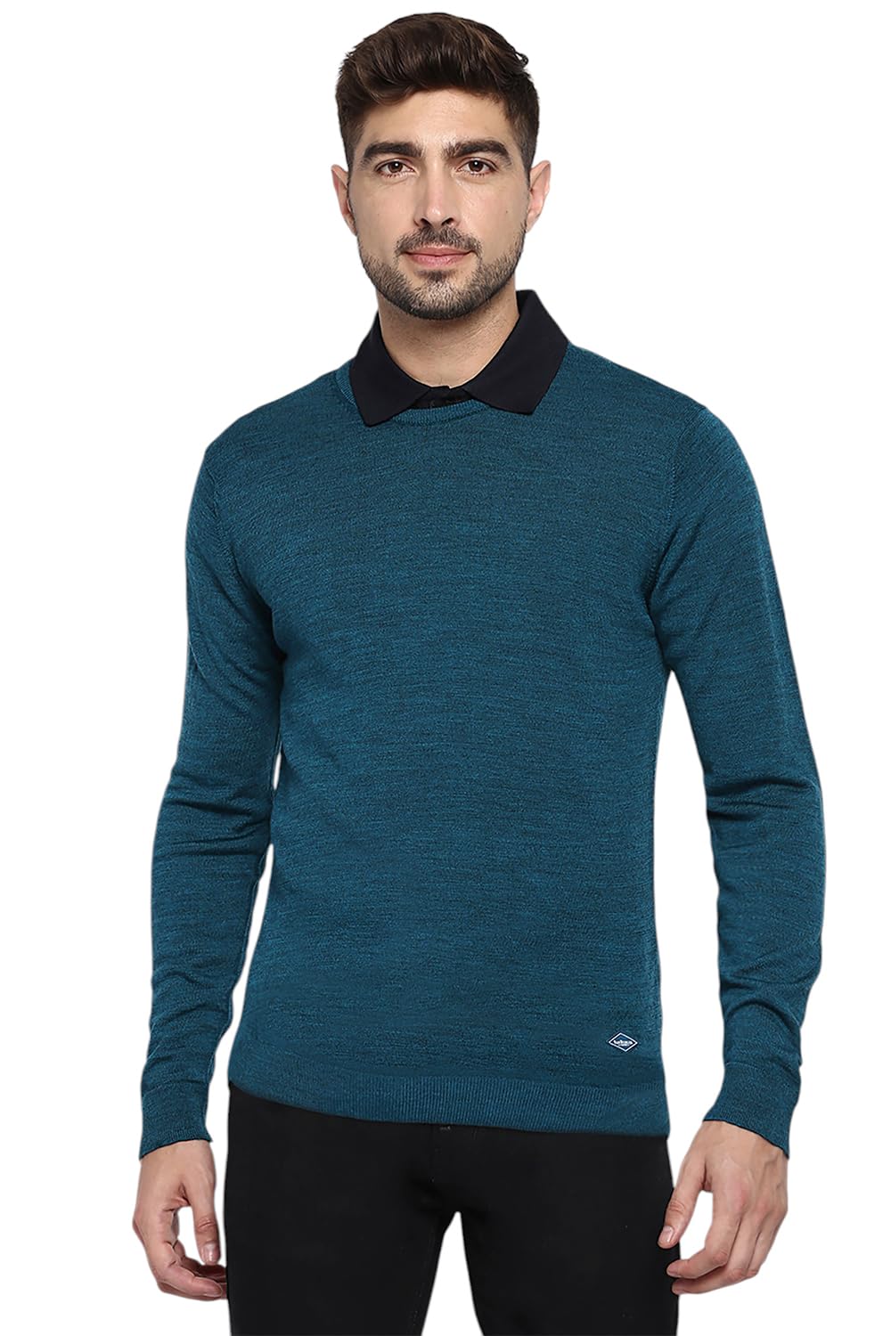 Van Heusen Men Athleisure Crew Neck Sweater - 100% Merino Wool - Full Sleeve, Ultra Soft