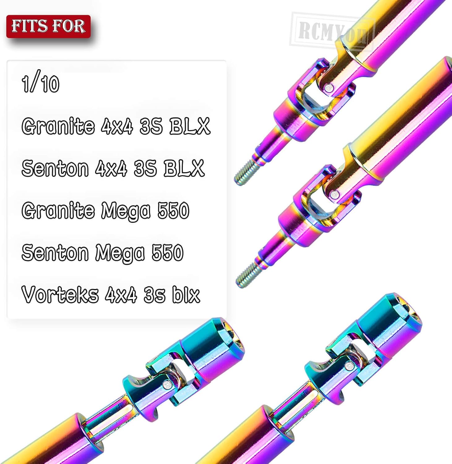 RC Drive Shaft Axles Upgrades Part for 1/10 Granite/Senton 4x4 3S Blx Mega 550/Vorteks 3s blx,Front Rear Driveshaft CVD with Hex,Colorful