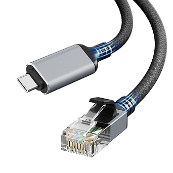 Dacrown USB C to Ethernet Cable 10 FT, Type C to RJ45 LAN Cord, Gigabit Network Internet Adapter, Directly Connected, Thunderbolt 4/3 Compatible with MacBook Air/Pro, XPS, iPhone 15 Series, Galaxy S24