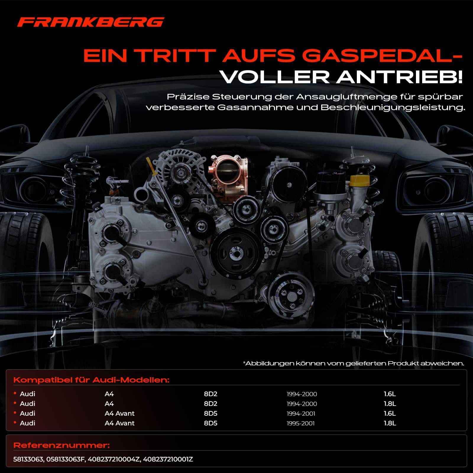Frankberg Drosselklappe Drosselklappenstutzen für A4 8D2 B5 A4 Avant 8D5 B5 1.6L 1.8L Benzin 1994-2001 408237210001Z