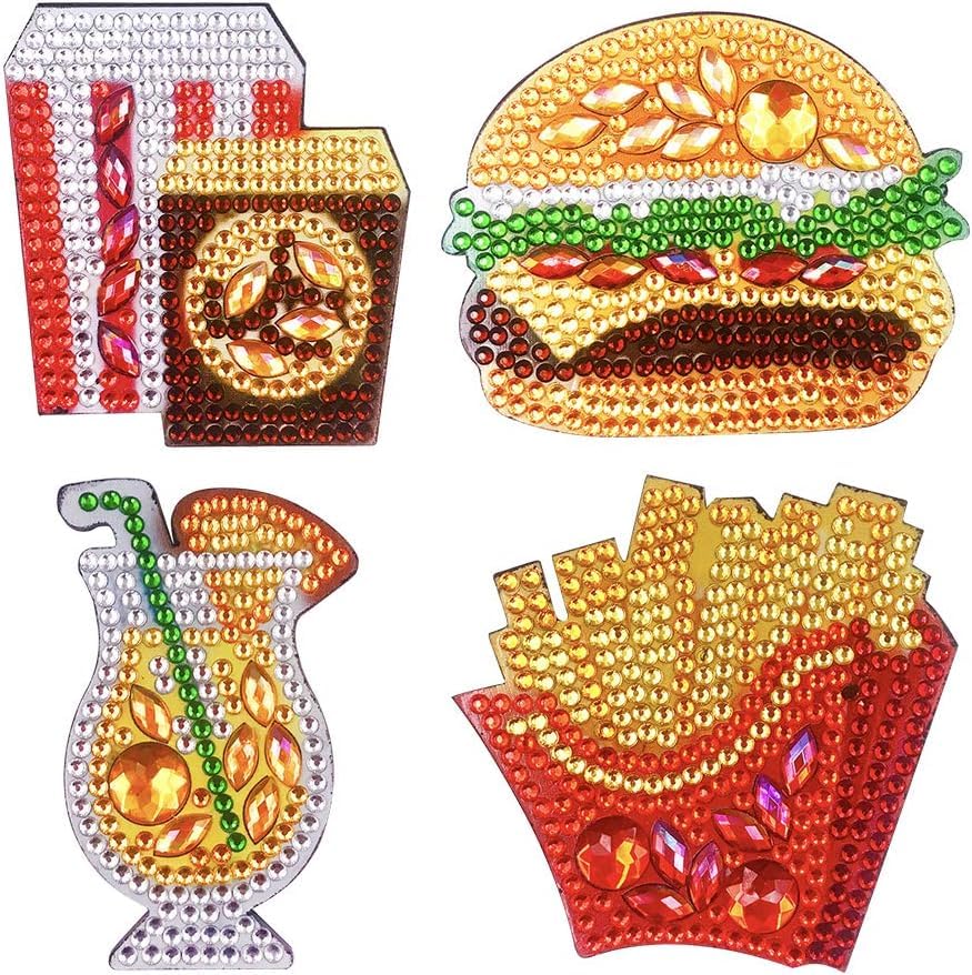 DairyDing 4PCS DIY Diamond Painting Refrigerator Magnets Kits Full Drill Special Shaped Love Heart Diamond Art Fridge Magnet for Home Office Refrigerator Whiteboard Decoration Gift