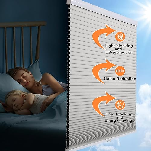 Miniatura 2 de Zerbonlife Persianas celulares opacas personalizadas, persianas de panal sin cordones con una sola celda de 1.5 pulgadas, oscurecimiento de la