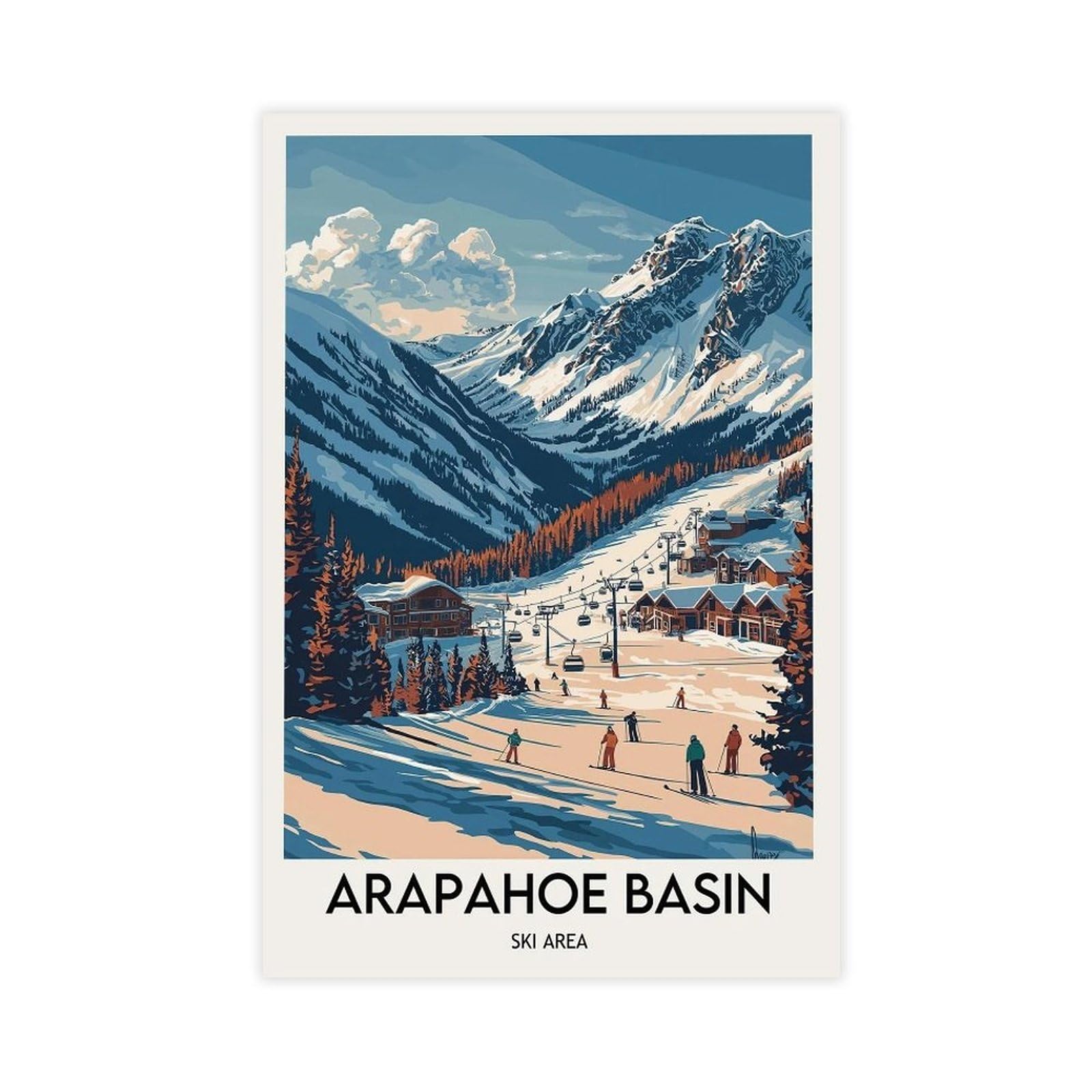 Lxwnze Metallic Arapahoe Basin Ski Resort Poster Colorado Mountain Art (11) Canvas Poster Bedroom Decor Landscape Office Room Decor Gift 12" L X 18" W
