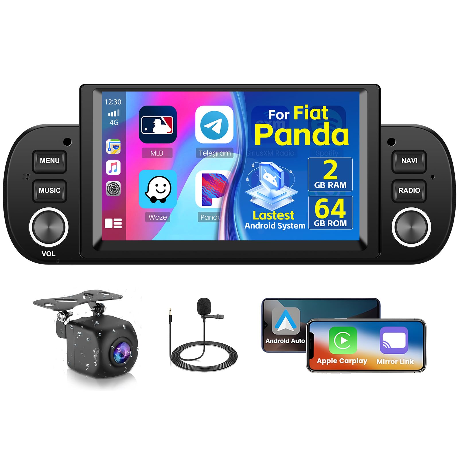 Autoradio Android 13 Per Fiat Panda 2003-2012 - 9 Pollici, CarPlay Wireless, RetroCamera - Foto 8