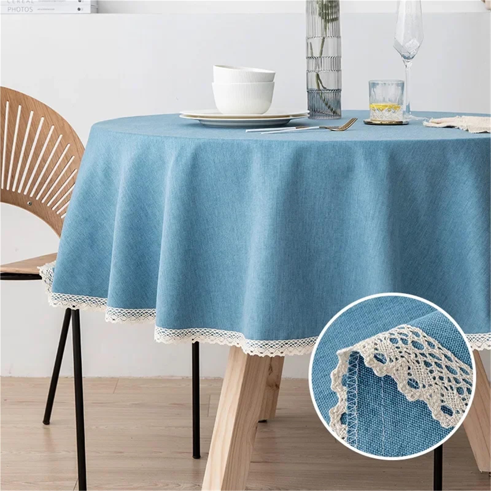 Mantel Redondo Grande para Mesas de Comedor | Manteles antiincrustantes impermeables for comedor, manteles for el hogar, Hotel, alojamiento en familia(Blue,Diameter 120cm)