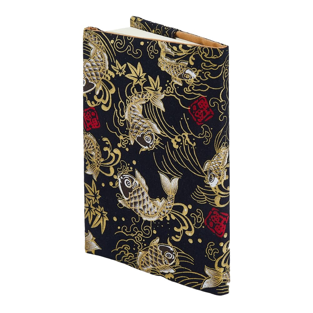 SUPERFINDINGS Housse Imperméable pour Livre A5 Couverture en Tissu Motif Floral 31 x 22.5cm Noir
