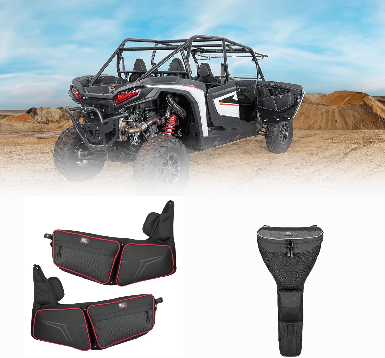 KEMIMOTO 2024 2025 XP 1000 Front Door Bag and Storage Bag with Cup Holder Compatible With Polaris RZR XP 1000 4 1000 2024 2025 Accessories 1680D High-Density UTV Storage Bags