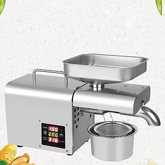 110V Oil Press Machine Heavy Duty Commercial Oil Machine Automatic Oil Expeller Extractor 600W Stainless Steel Oil Extractor Electric Oil Making Machine for Home Oil Maker