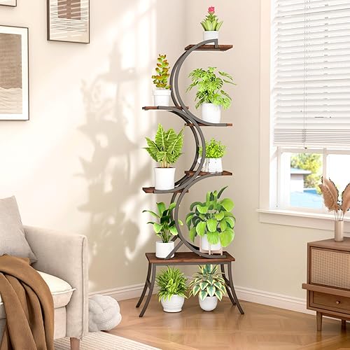 Miniatura 7 de Soporte para Plantas de Interior con Luces de Crecimiento - Soporte de 63 Pulgadas de Altura, Soporte de Esquina para Plantas, Soportes de 6