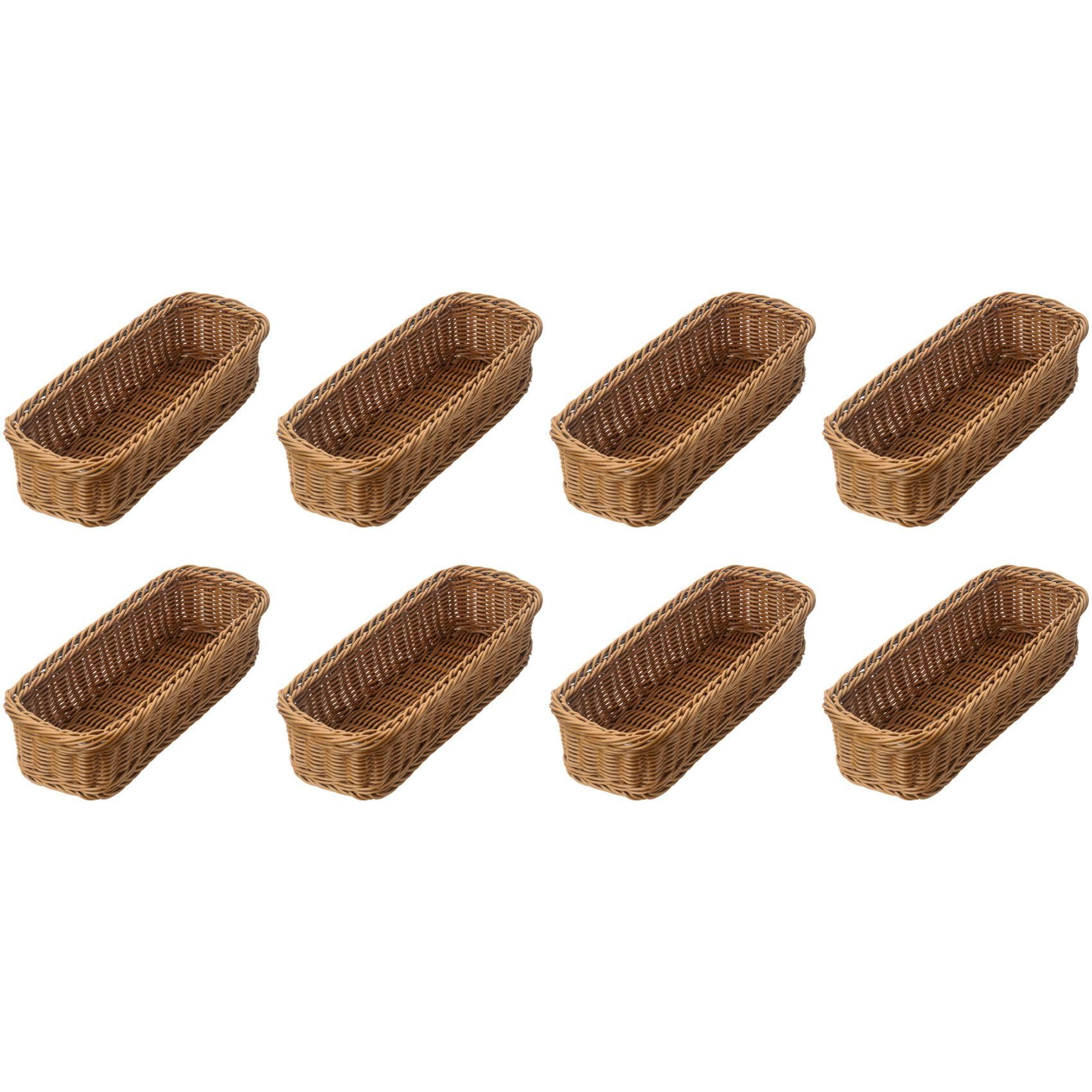 Hndhbfgrt 8X Desktop Cutlery Storage Basket Woven Basket Restaurant Tableware Drain Storage Box Tableware Storage Basket, Brown