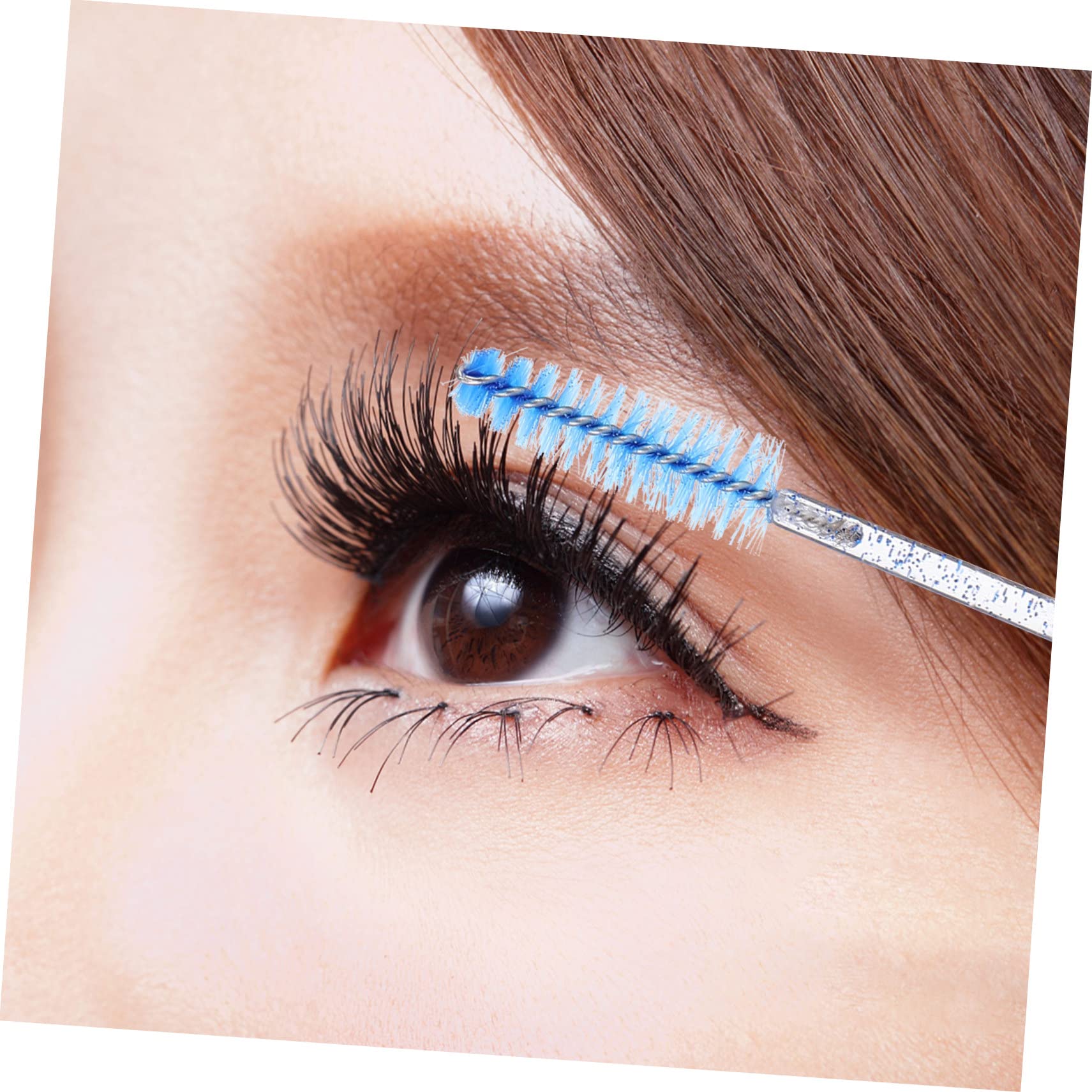 HAPINARY Plastic and Artificial Fiber Eyelash Brush Keychain Lash Brow Comb Mascara Eyebrow Brush Portable for Travel