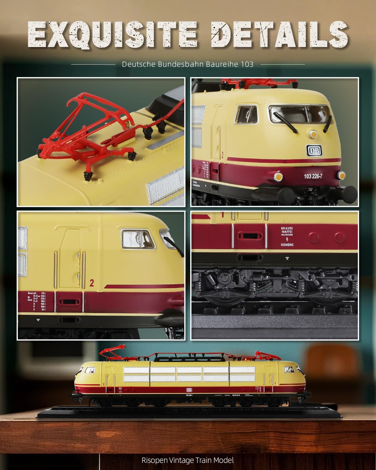 1:87 Skala 1973 BR103 226-7 Plastikspielzeug Zug Modell Zug Set Keine Versammlung erforderlich Geschenk Dekoration für erwachsenes Kind (gelb)