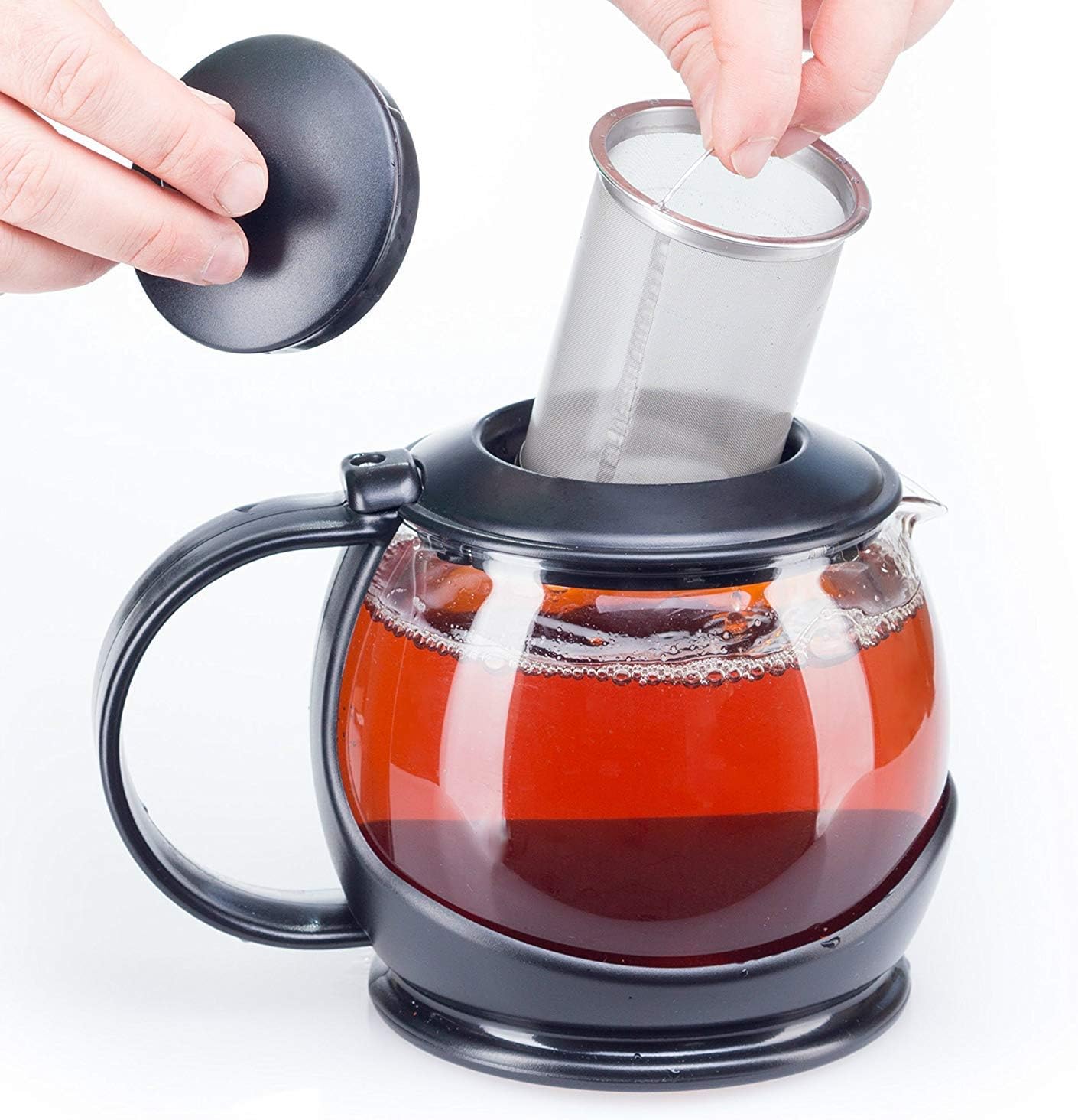 Glass Teapot with Infuser and Warmer Sleeve, Blooming Loose Leaf Tea Pot, Tea Infuser Holds 4 -5 Cups -2 Infusers Included