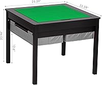 Vista 2 de UTEX - Mesa de juego 2 en 1 para niños con cajones de almacenamiento y base para legos integrada (Color café con cajón gris)
