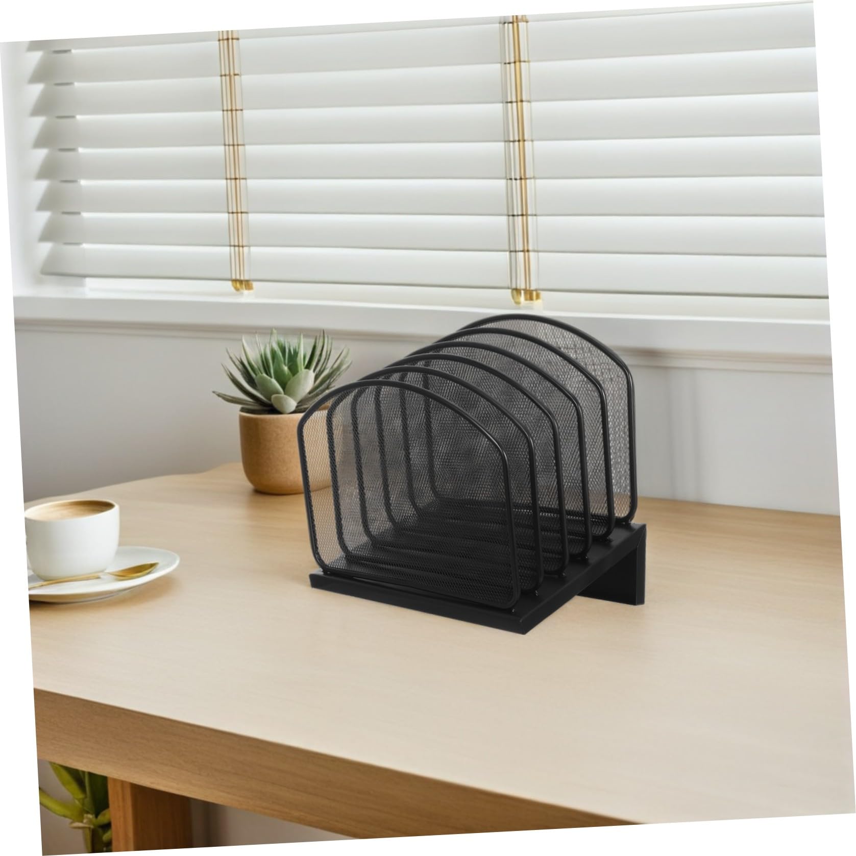 Organizer da Scrivania e Scomparti Multipli in Ferro Nero Struttura Verticale Portatile e Resistente, per Ufficio e Aula Scolastica