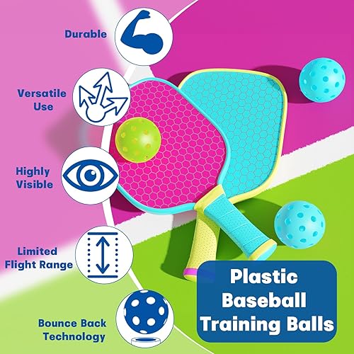 Vista 22 de Coopay Paquete de 18/36 pelotas de práctica de béisbol, bolas de entrenamiento de plástico, bolas de softball huecas ligeras para golpe, Azul
