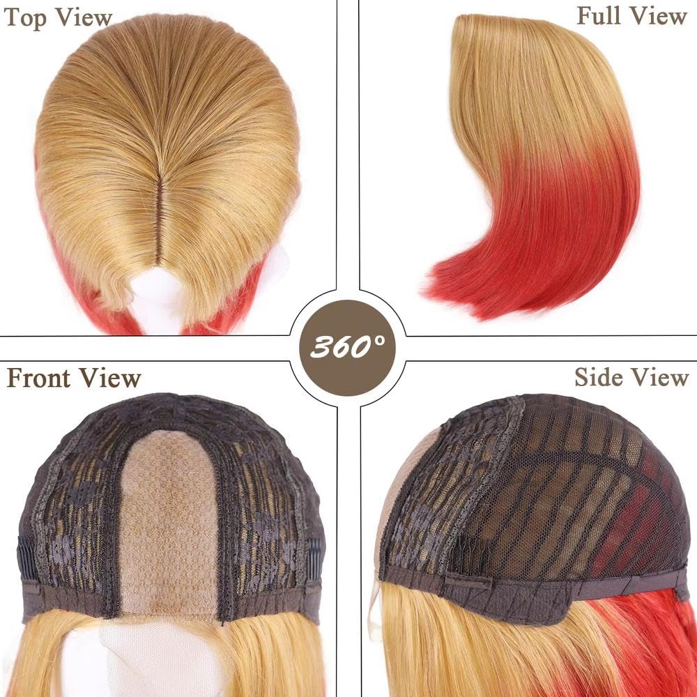 Haarpflege Kurze Bob-Perücken Blond Bis Rot Lace-Front-Perücke Mittlerer Teil Farbverlaufsperücke Für Cosplay-Party