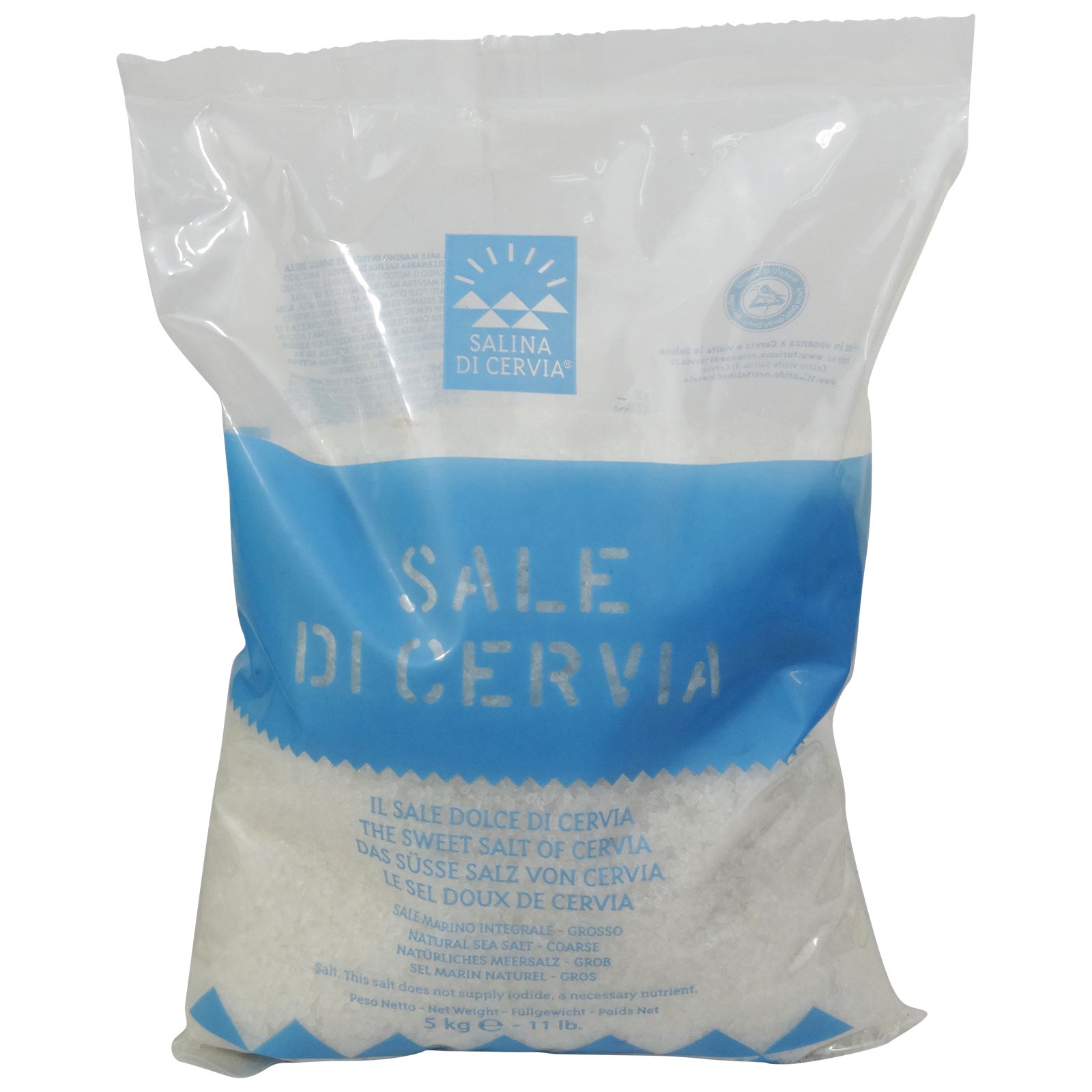 Sale Dolce di Cervia in Grani - Grosso - Integrale, Non Raffinato, Essiccato Naturalmente, Non Sbiancato 5kg
