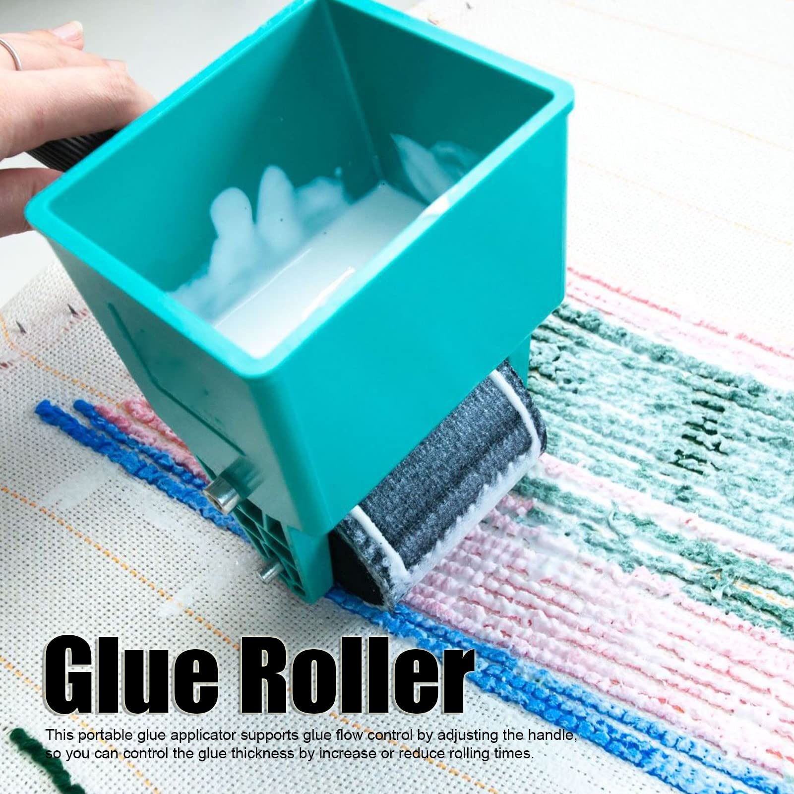 flexman Portable Woodworking Glue Roller, Glue Roller with Adjustable Flows Control Handle, Base, Scraper, Universal Woodworking Glue Roller for Ink, Paint, Block