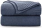 CozeCube Blue Throw Blanket for Couch, Soft Cozy Cable Knit Throw for Bed Sofa Living Room, Lightweight Warm Decorative Farmhouse Christmas Blanket, 60