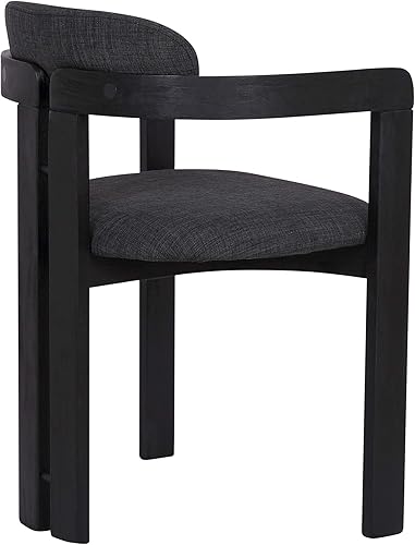 Miniatura 7 de Armen Living Jazmin - Silla de comedor contemporánea en acabado de madera cepillada negra y tela de carbón, juego de 2