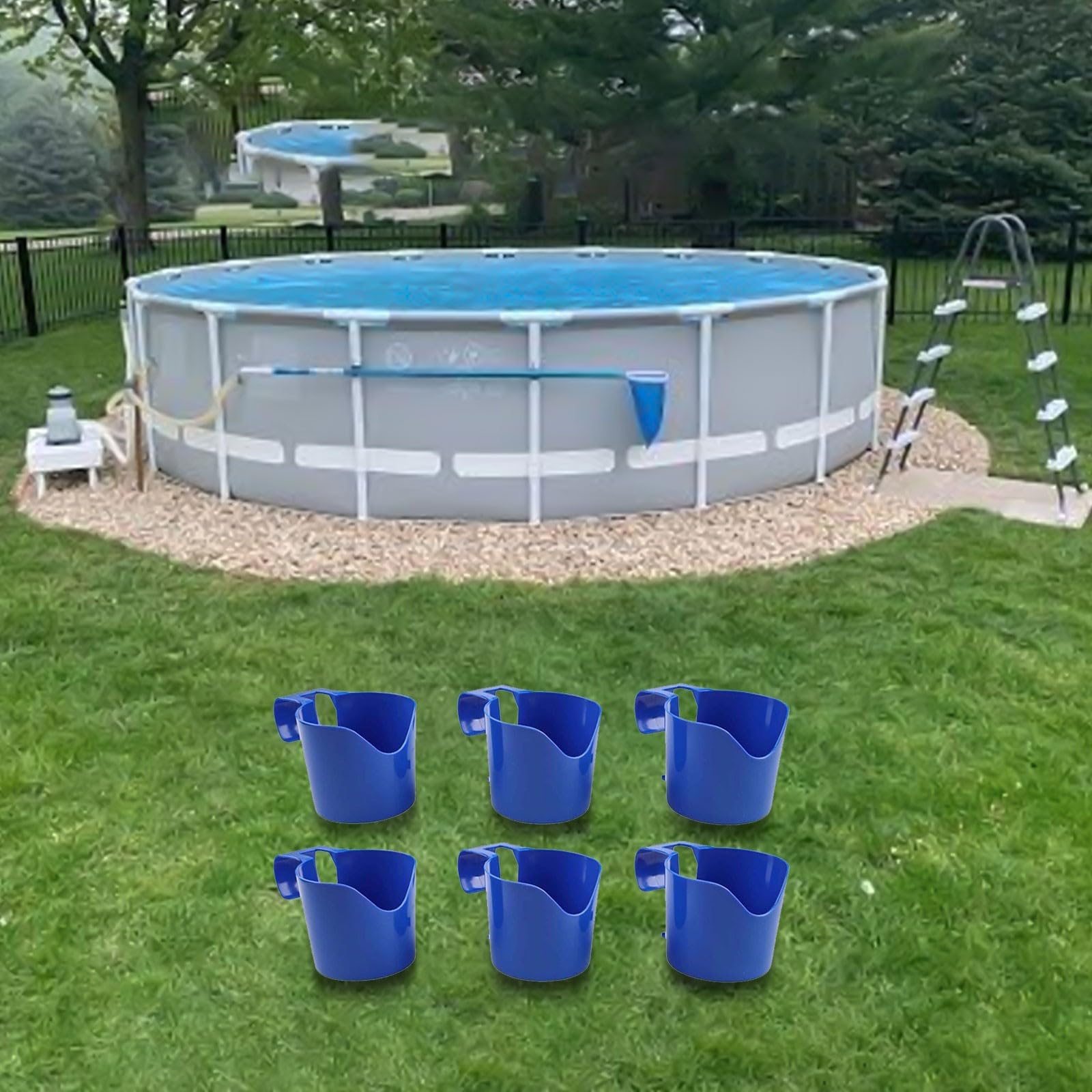 6 x Pool-Getränkehalter für oberirdische Pools mit runden Stangen, stabile Kunststoff-Getränkehalter für sichere Clip-Befestigung