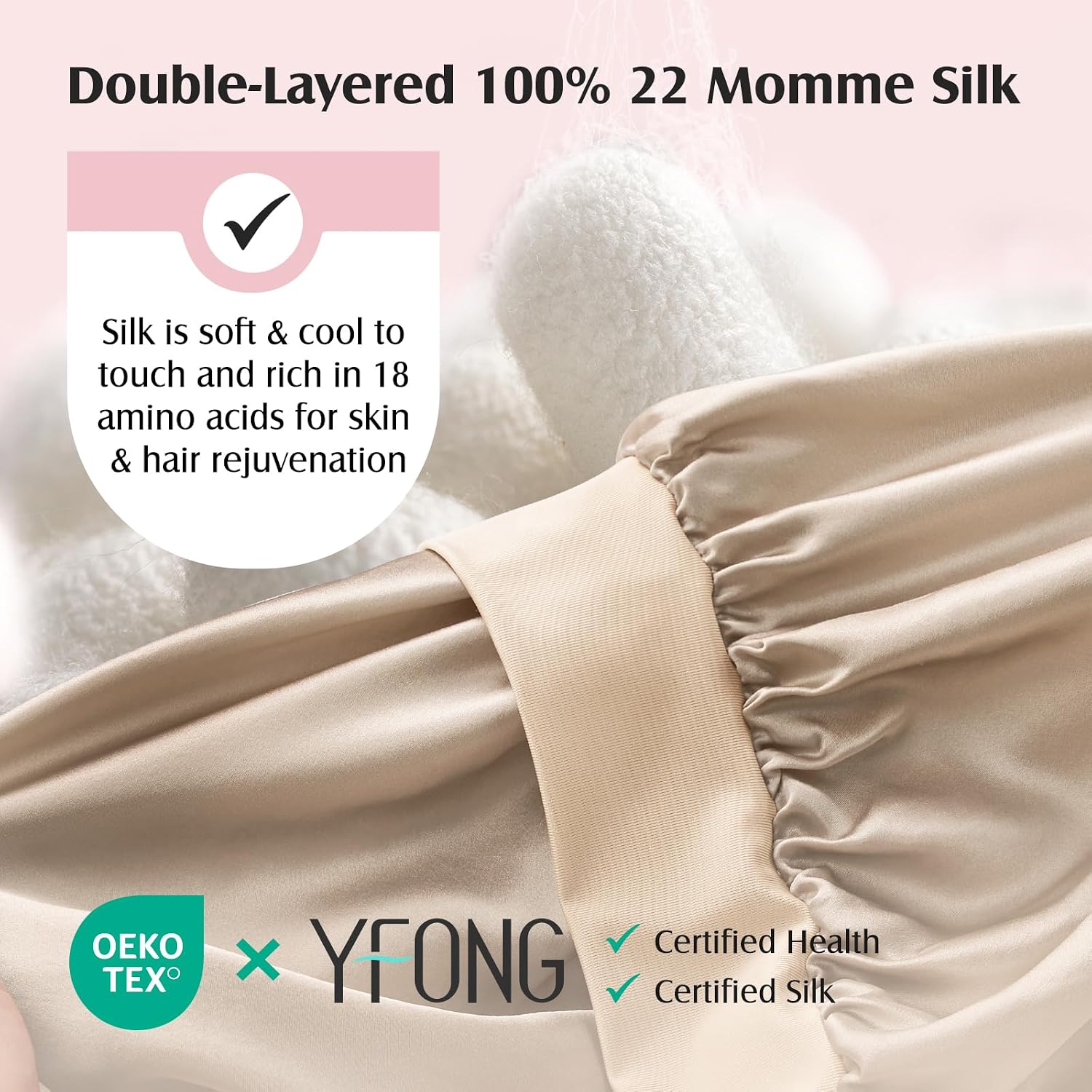  100% Mulberry Silk Bonnet for Sleeping Women Men, Large Double Layer thumbnail