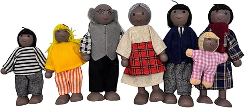 Miniatura 2 de OKOK Juego familiar de casa de muñecas de madera, muñecas de casa de muñecas, muñeca de madera, figuras de juego de simulación familiar, figuras de