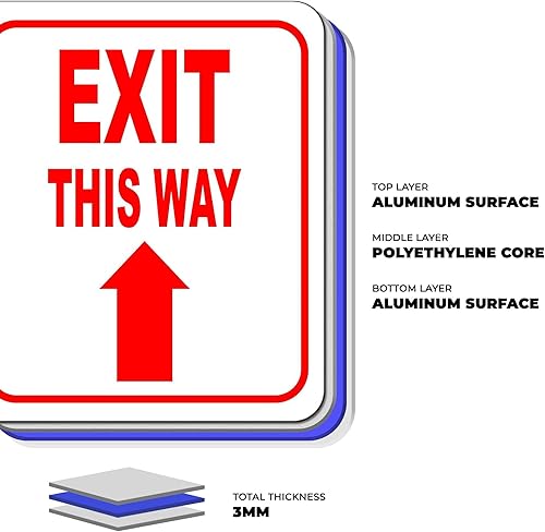Miniatura 2 de Exit This Way - Letrero de flecha derecha, dirección para señal de salida, letreros de aluminio para negocios, letrero de salida para bar,