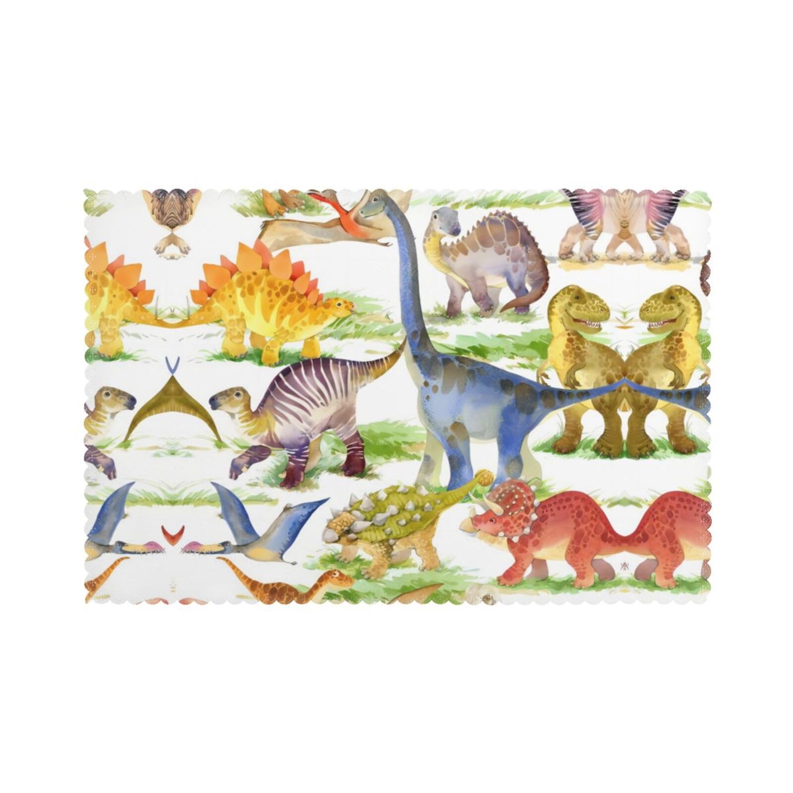 YYHWHJDE Dinosaur Prints Placemats Set of 6 12x18in - Durable Table Layers with Heat Resistance & Customizable Prints