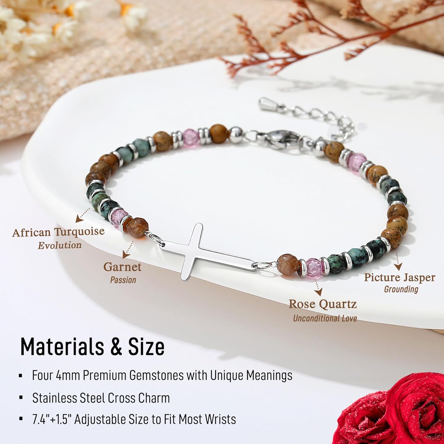 TONY & SANDY Christian Cross Bracelet for Women, Valentine's Day Gifts for Her, Confirmation Baptism Easter Gifts, Unique Gift for Friends Daughter Mom Sister in Christ Birthday Christmas - Image 3