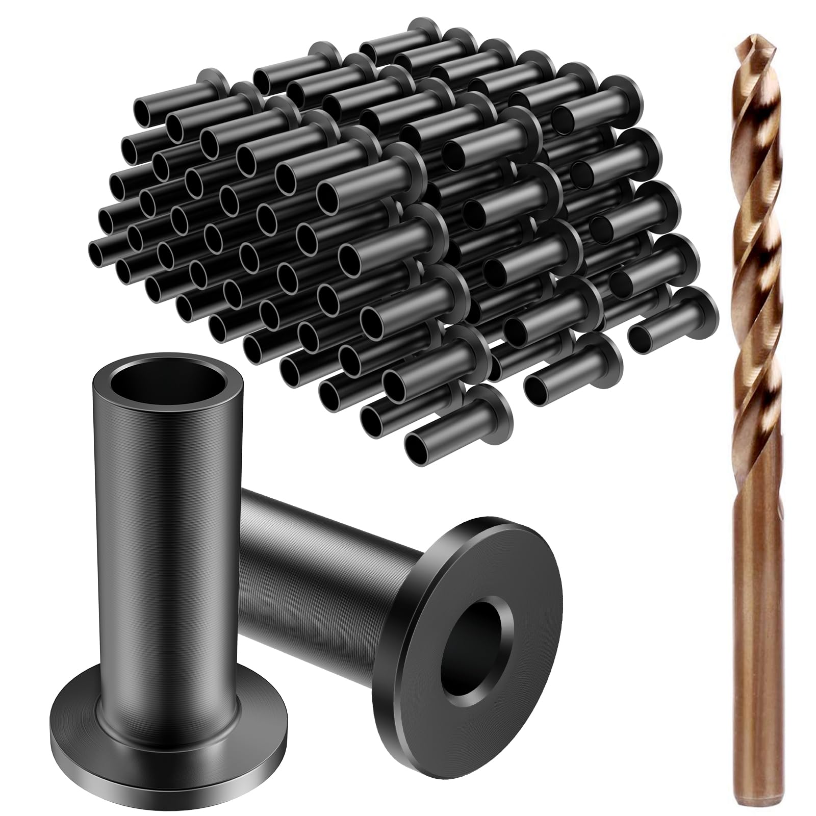 BLIKA 100 Pack Black Stainless Steel Protector Sleeves for 1/8" 5/32" or 3/16" Deck Cable Railing, for Wood/Composite Posts, T316 Marine Grade, Black