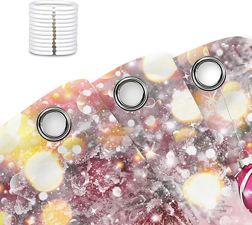 Miniatura 5 de Cortina de ducha de Navidad de invierno, muñeco de nieve, bola rosa, copo de nieve, árbol de pino, cortina de baño para decoración de vacaciones,