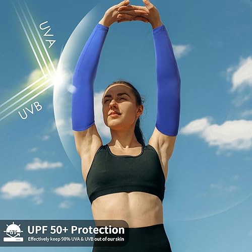 Miniatura 10 de Achiou Mangas refrescantes de seda de hielo mangas de compresión con protección solar UV UPF 50 para mujeres y jóvenes deportes al aire libre