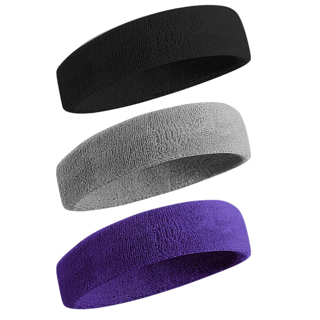 BEACE Sweatbands Sports Headband for Men &amp; Women - Moisture Wicking Athletic Cotton Terry Cloth Sweatband for Tennis, Basketball, Running, Gym, Working Out