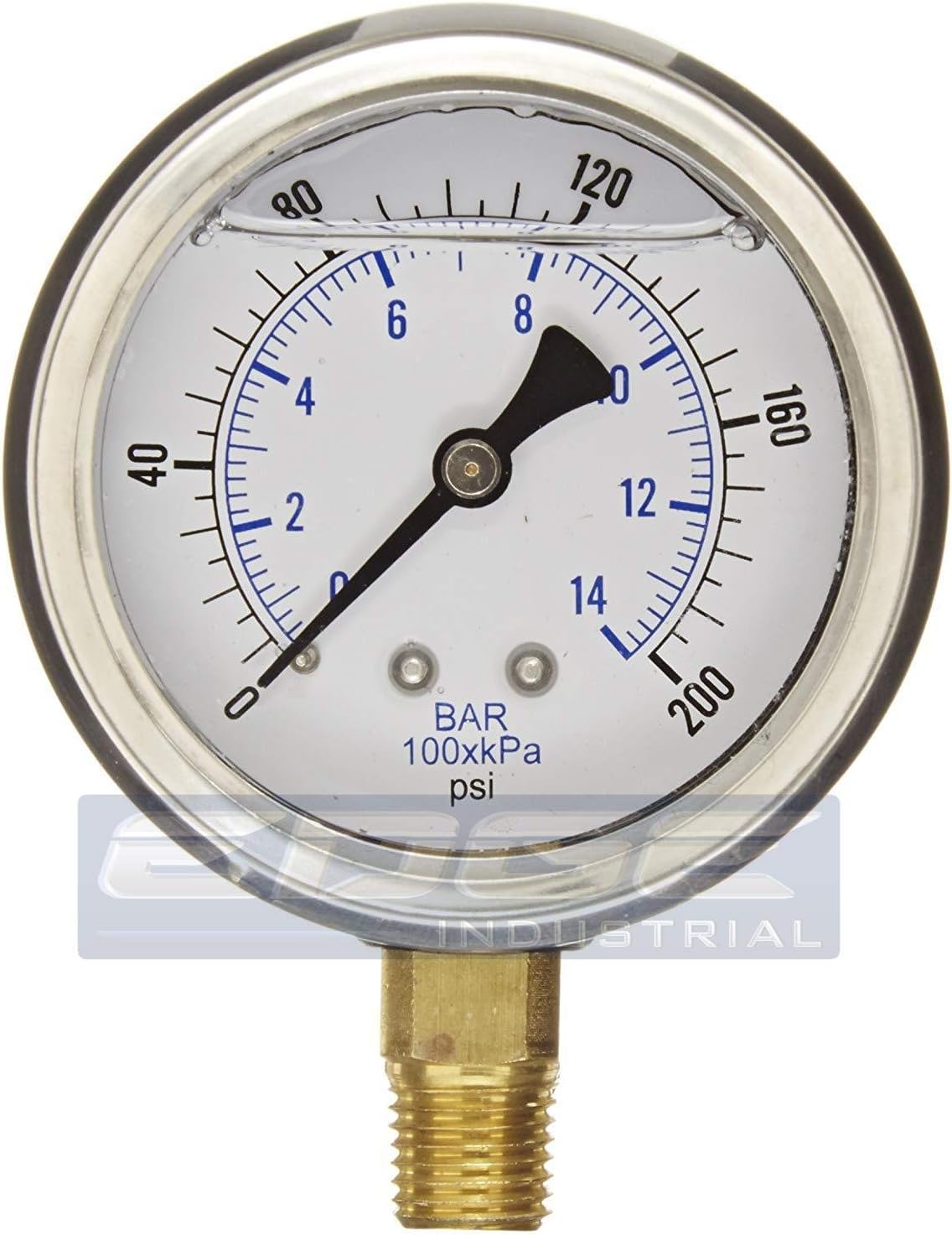 GAUGE Stainless Steel Lower Mount Liquid Filled Pressure, 2.5" FACE / DIAL, Rated