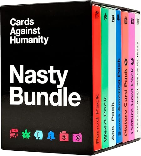 Juego Cards Against Humanity: Nasty Bundle • 6 paquetes temáticos desagradables + 10 cartas totalmente nuevas.