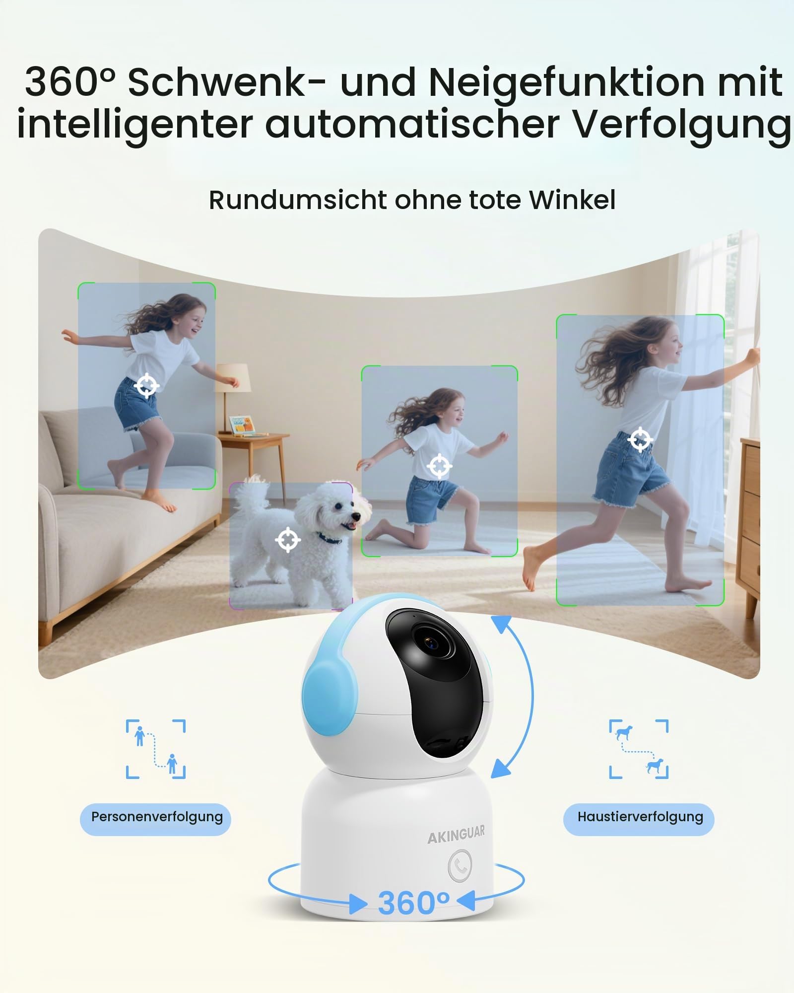 4K 8MP UHD Überwachungskamera Innen mit 64GB Karte, 2,4/5GHz WiFi